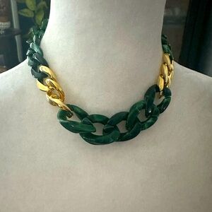 Green and gold plastic chain choker style necklace